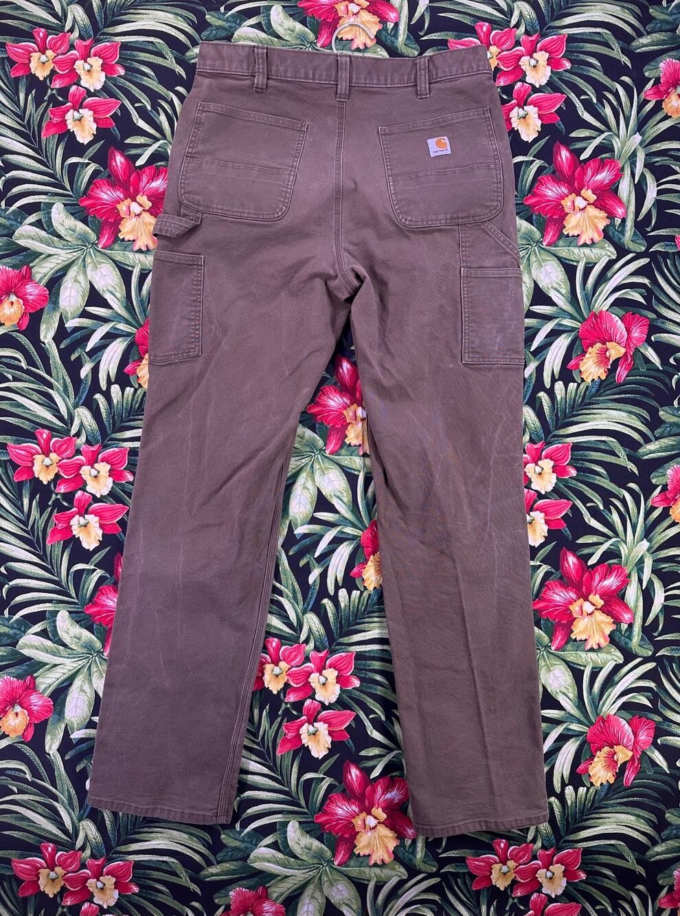 Carhartt Dark Green Carpenter Thick Work Jeans Size 36/36